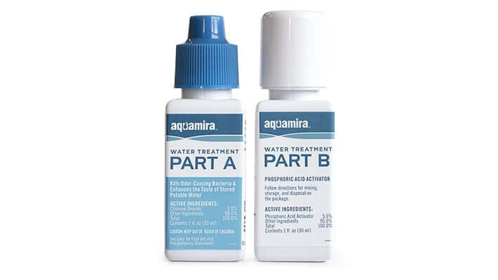 Aquimira® Vedenpuhdistusaine 1oz Pieni pullo suurille seikkailuille Matkalla turvallista juomavettä!